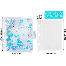 runrayay 3 Inch Kpop Photocard Holder Book Photocard Work Book Mini Album Transparent Brightness Bright Heart Small Photo Card Book Kpop Photo Gallery 20 Pockets Blue