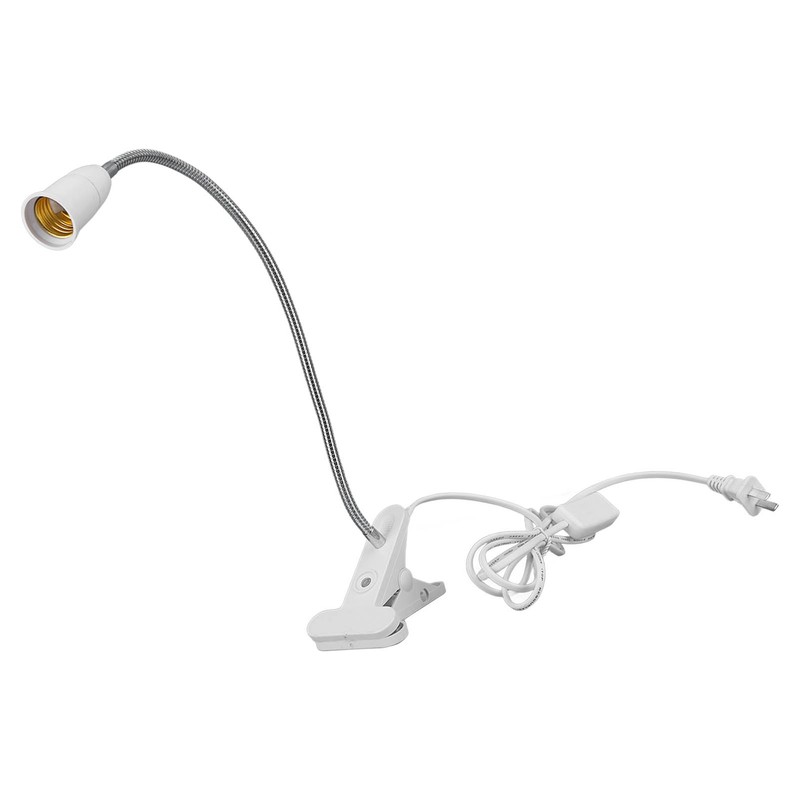 E26/E27 Clip Desk Lamp Holder 5.9ft Cable 11.8in Gooseneck Design