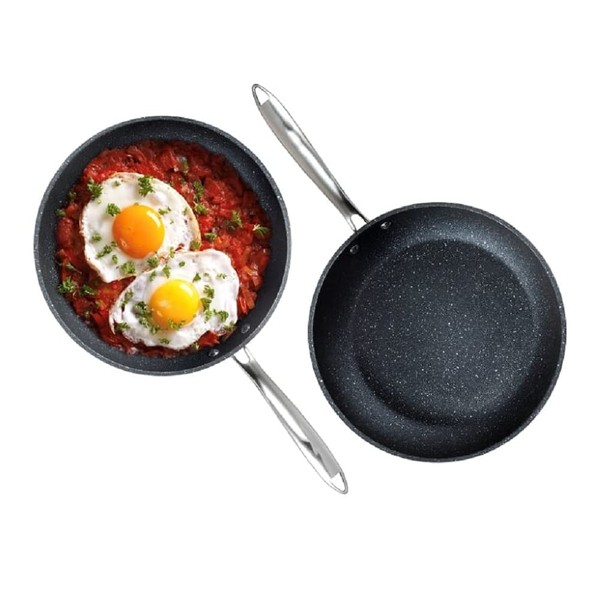 Granite Stone Professional Frying Pan Set, Hard Anodized Ultra Nonstick 10” & 11.5” Pro Chef’s Skillet Set, Durable Granite Surface Coated 3x and Infused with Minerals & Diamonds, Induction Capable…