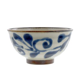 sh-019-01 Tableware East Bowl, 5.9 inches (15 cm), High Hama, Ryukyu Karakusa Ruri