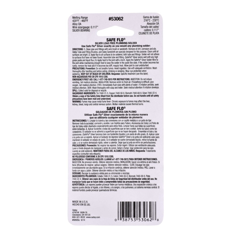 Oatey 53062 .25lb Safe Flo Solder