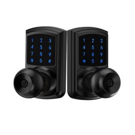 Hidalife Keyless Entry Door Lock with Code, Keypad Door Lock with Handle, Touchscreen Digital Lock with Keypad for Front Door Garage Bedroom Home, Auto-Lock, Matte Black 2 Pack