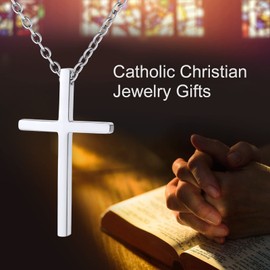 Supcare Stainless Steel Big Cross Necklace for Men Religious Christian Jewellery Jesus God Pendant