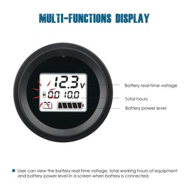 Runleader RL-BI052A Battery Power Meter Voltage Meter for Battery Powered Golf Cart Forklift Lawn Mower Scrubber Machine Motorhome Solar Generator etc.