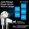 sonero Stromkabel Kaltgerätekabel 3 Polig, 2,0m, Schutzkontakt Schuko Stecker Netzstecker