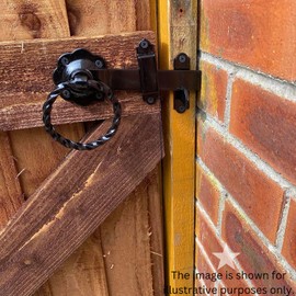 Infinity Decor Heavy Duty Epoxy Black/Zinc 6" 150mm Twisted Ring Gate Latch Catch Set Ideal for Wooden Gate, Garden Gate, Shed, Barn, Garage Doors (Black)