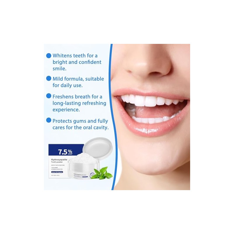 7.5% Hydroxyapatite Tooth Powder for Enamel Protection, Toothpaste Hydroxyapatite for