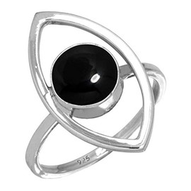 Jeweloporium 925 Silver Ring for Women Size T 1/2 Genuine Black Onyx Gemstone Vintage Silver Ring Solitaire Jewelry