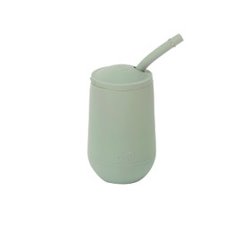 ezpz Happy Cup + Straw System - 24 months+ (Sage) - 100% Silicone Cup + Straw for Older Toddler + Preschoolers