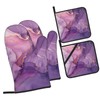 Purple Gold Marble Oven Mitts Pot Holders Set of 4,