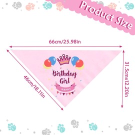 Dog Birthday Bandana, Dog Bandana for Birthdays, Triangle Scarf for Girls, Dogs, Pets, Birthday Party Supplies, Happy Birthday Bandana for Small Medium Girls (Pink)