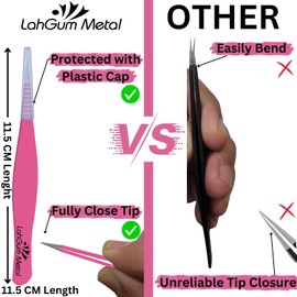 Ultra Fine Sharp Pointed Tweezers Precision, Needle Nose Pointy Tweezers for Ingrown Hair Removal Kit Thin Tweezers Precision Point Tip Eyebrow Tweezers for Women Facial Hair (Pink, 1-Piece)