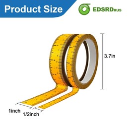 EDSRDRUS 2 Pack Ruler Tape 1/2, 1 inch No Gap Masking Tape Measure, Repeating 12inch Imprint Adhesive Tape Measure, No Residue & Waterproof Ruler Tape for Painting, Sewing & DIY (White)