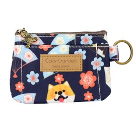 loco animo Pass Case, Commuter Holder, IC Card Holder, Pouch, Cute Animal Pattern, Lightweight, Small, Coin Case, Key Case, Stylish Case, Small Items, Cosmetics, Shu-chan (Dark Indigo)