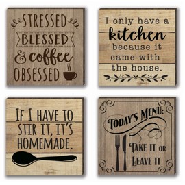 Farmhouse Refrigerator Magnets | 4 Rustic Design Farm Theme Funny Magnet Set | for Fridge, Dishwasher, Magnetic Kitchen Whiteboard