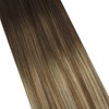 Ugeat Ombre Hair Extensions Tape in Human Hair Dark Brown