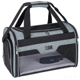 BALEINE Cat Carrier, Puppy Dog Carrier for Small Medium Pets Up to 22 Lbs, Soft-Sided Dog Travel Bag with Safety Zippers, Collapsible Pet Carrying Case (Gray, XL, 19"x12"x12")