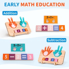 Montessori Learning Toys 3 Year Old: Preschool Educational Activities for Toddlers 3 4 5 - Finger Counting & Number Tracing Games for 3+ 4+ 5+ Kindergarten Kids - Wooden Math Manipulatives for 3-5