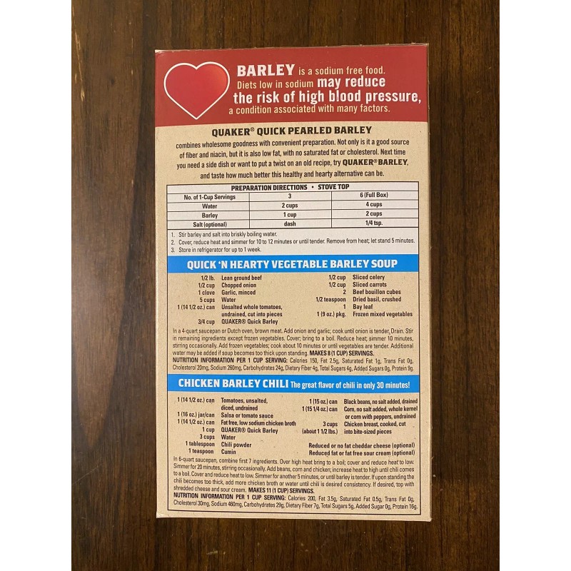 Quaker 4**Packs Quaker Quick Pearled Barley Heart Healthy 11 OZ.