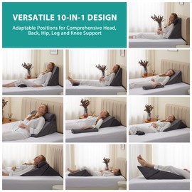 3Pcs Orthopedic Bed Wedge Pillow Set, Foam Wedge Pillow Post Surgery for Back, Leg and Knee Support, Adjustable 9&12 Inch Folding Triangle Pillow for Sleeping, Acid Reflux, Snoring, Velvet