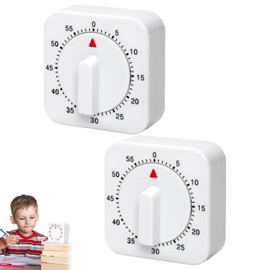 ElevaPulse Pack of 2 Mechanical Egg Timer, Kitchen Timer, Kitchen Timer with Loud Alarm, 60 Minute Kitchen Alarm Clock, White