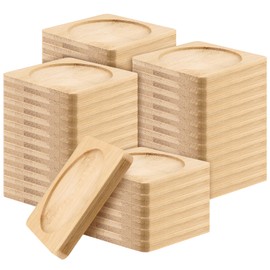SHEUTSAN 40PCS 3.75 x 3.75 Inch Square Bamboo Coasters, Wooden Drink Coaster for Drinks Cups, Small Potted Plants