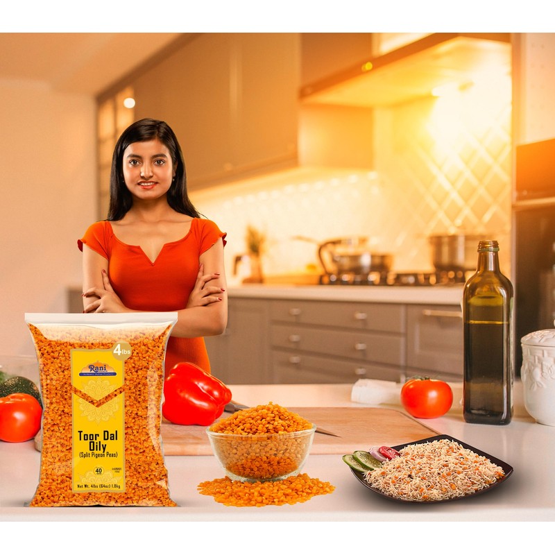 Rani Toor Dal (Split Pigeon Peas) Oily, 64oz (4lbs) 1.81kg