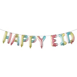 Islamic Muslim Party Decorations Ramadan Banner Happy Eid Mubarak Balloons Children and Families Party Supplies (Happy EID Rainbow)