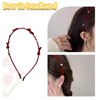Red Bowknot Headband with Pearl Headpiece for Women Girls Bow