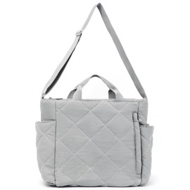 7VSTOHS Puffer Tote Bag for Women, Quilted Puffy Handbag Winter Down Cotton Padded Shoulder Bag Down Lightweight Nylon Padded Crossbody Shoulder Bag Handbag, gray