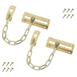 TERF® Heavy Duty Door Chain Polished Brass Internal and External Front and Back Door Restriction Limiter Security Lock Safety Guard Chain for Wooden and uPVC Doors - Pack of 2