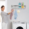 Brushed Nickel 18-inch Safety Grab Bar with Storage Shelf for