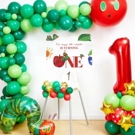 Eurteka Our Hungry Little Caterpillar is Turning One Decal - Caterpillar Theme Baby 1st Birthday Party Decoration Stickers,First Birthday Party Supplies for Boys Girls (Caterpillar One Green)