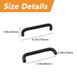 MOROBOR Aluminum Alloy Solid Round Handle, 96 mm Hole Centers U-Shaped Cabinet Hardware Pull for Bedroom Bathroom Kitchen Cabinets Door- 5 Pack/Matte Black