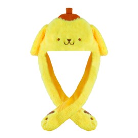 CNEISEJK Kawaii White Dog Bunny Ear Moving Jumping Hats Warm Plush Rabbit Winter Caps Cute Dog Hat Novelty Party Hats for Womens (Yellow), Medium