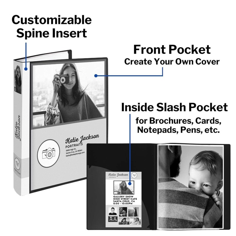 Dunwell Binder with Plastic Sleeves 60-Pocket (Black) - Presentation Book,