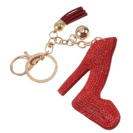 Abaodam Red Purse Chain Crystal Decorative Holder Metal Decoration Heels Keychains Keyring Alloy Ring Handbag High Charm Keychain Glitter Womens Bag Women Pendant Bling Delicate Key