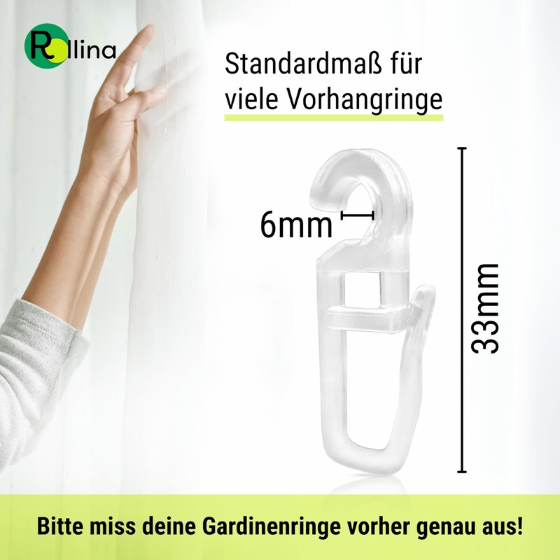 Rollina Clip Over Hooks Transparent Pack of 100 | Curtain