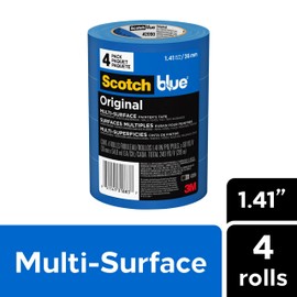 ScotchBlue Original Multi-Surface Painters Tape, 1.5 Inch Wide (1.41 In. x 60 Yds) 4 Rolls, Blue Paint Tape Protects Surfaces and Removes Easily, Masking Tape for Indoor and Outdoor Use (2090-36EP4) | ScotchBlue