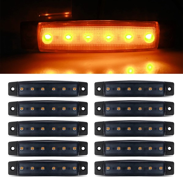 10pack 12V Smoked Amber LED Trailer Marker Lights 3.8" Side