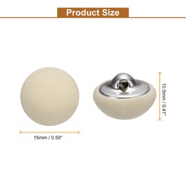 HARFINGTON 10pcs Fabric Cloth Covered Buttons 15mm Diameter Round Metal Shank Craft Replacement Sewing Buttons for Clothing Decoration DIY Accessories, Pearl