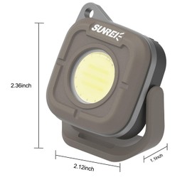 SUNREI Mini Portable LED Rechargeable Magnetic Work Light, 180° Rotating, 500LM, Bi -Color Temperature, Magnetic&Hook, IPX5 Waterproof for Camping, Car Repairing