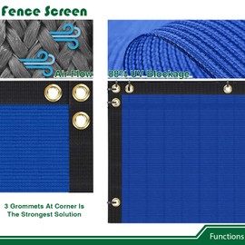 Goleray 5'x77' Privacy Screen Fence Panels Outdoor Balcony Screen Mesh Fencing Shade Net Cover Blockage Temporary Fence for Backyard Pool Deck Patio Garden, Blue