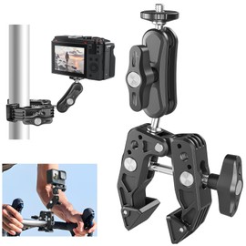 TELESIN Super Clamp Mount Bicycle Handlebar 360° Ball Head Magic Arm with 1/4 Inch 3/8 Inch Thread Holder for GoPro Insta360 DJI Canon Action Cameras