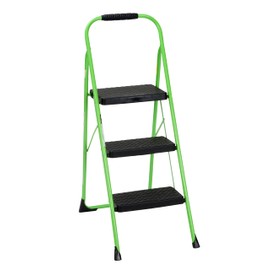 COSCO 11408GNF1E, Green Three Big Folding Step Stool with Rubber Hand Grip