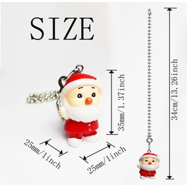OMYZERO 12inch Ceiling Fan Pull Chain Father Christmas Charm Pendant Ceiling Fan Danglers Fan Pulls Chain Extender with Ball Chain Connector for Ceiling Fan Light Decoration(S)