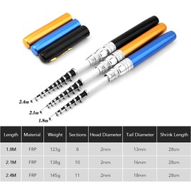 Wuyuzi Rod,Portable Pen Fishing Rod Telescopic Aluminum Alloy Fishing Rod + Metal Fishing Reel Spinning Reel