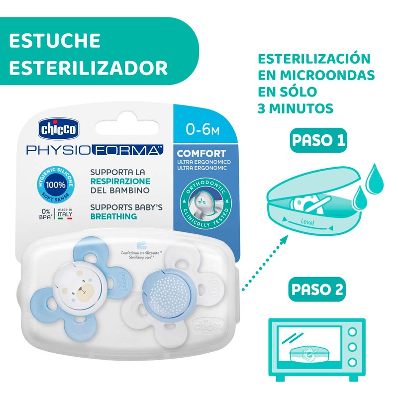 CHICCO, Set de Chupón para Bebé PhysioForma Comfort, 0 a