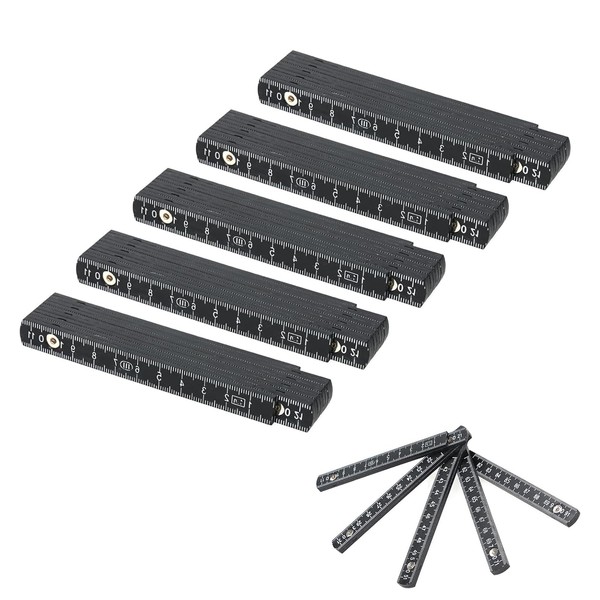 Gurxi Pack of 5 Folding Ruler White 1 Metre Plastic