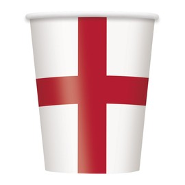 Unique Party 47776 - 9oz St George's Cross England Paper Cups, Pack of 8